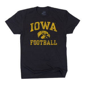 Iowa Hawkeye Football Distressed Short Sleeve Tee-Black