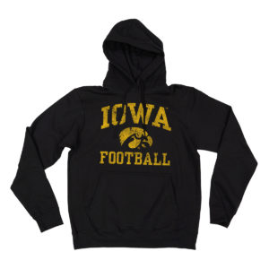 Iowa Hawkeye Football Distressed Hoodie-Black