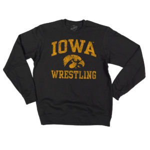 Iowa Wrestling Distressed Crewneck Sweatshirt-Black