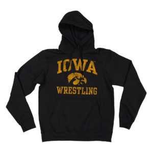 Iowa Wrestling Distressed Hooded Sweatshirt-Black