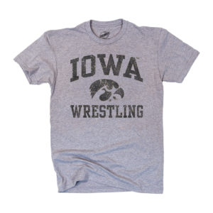 Iowa Wrestling Distressed Short Sleeve Tee-Grey