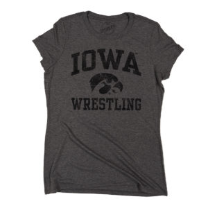 Iowa Wrestling Distressed Women’s Triblend Short Sleeve Tee-Grey