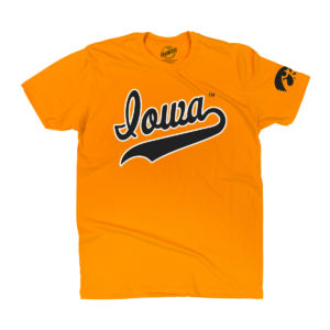 Iowa Script with Tail Short Sleeve Tee-Gold