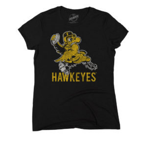 Old School Hawkeye Football Women’s Triblend Short Sleeve Tee-Black