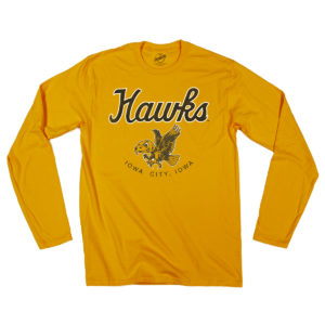 Vintage Iowa Hawks Long Sleeve Tee-Gold