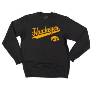 Iowa Hawkeyes Script with Tigerhawk Crewneck Sweatshirt-Black