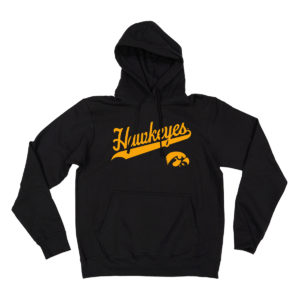 Iowa Hawkeyes Script with Tigerhawk Hooded Sweatshirt-Black