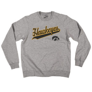 Hawkeyes Script Crewneck Sweatshirt-Grey