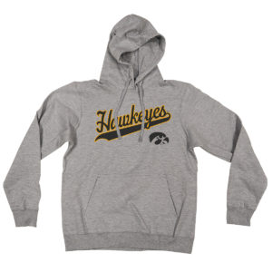 Hawkeyes Script Hooded Sweatshirt-Grey
