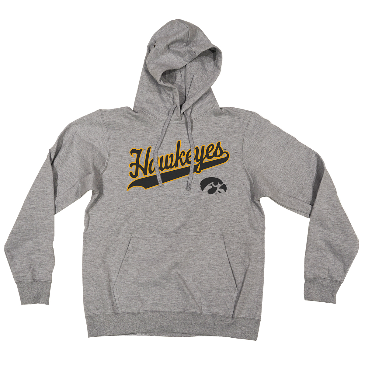 Hawkeyes Script Hooded Sweatshirt-Grey - Adcraft USA