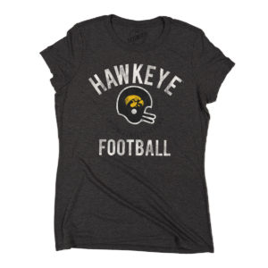 Hawkeye Football Women’s Triblend Short Sleeve Tee-Heathered Charcoal