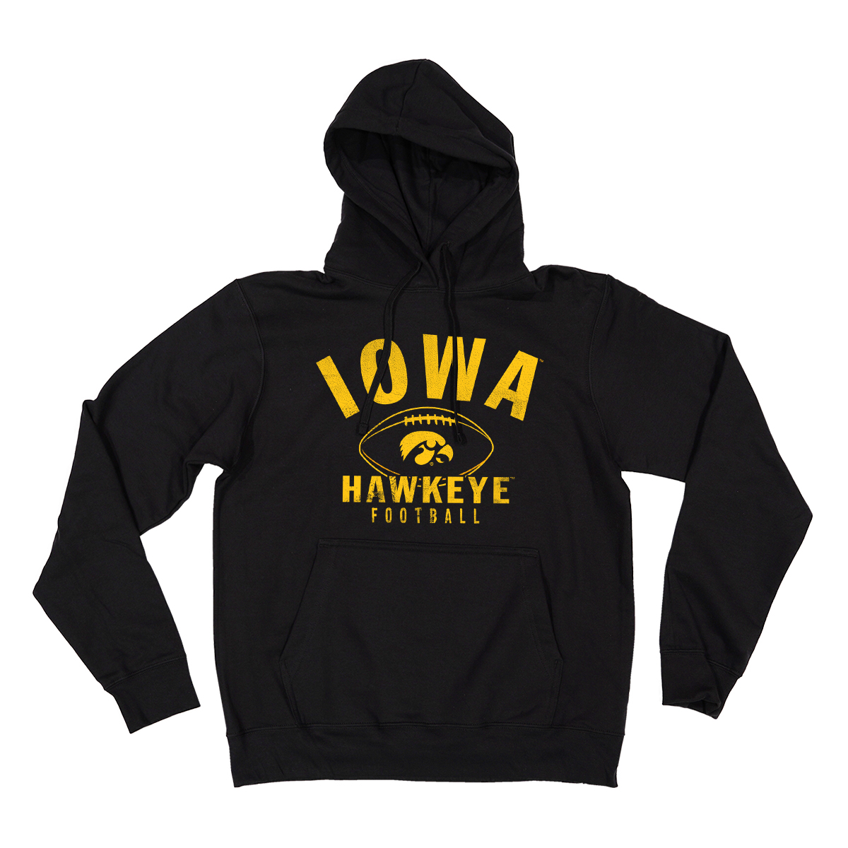 Iowa Hawkeye Football Hooded Sweatshirt-Black - Adcraft USA