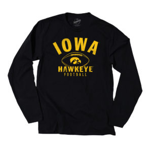 Iowa Hawkeye Football Long Sleeve Tee-Black