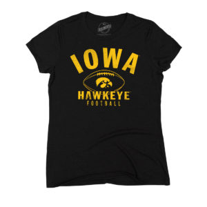 Iowa Hawkeye Football Women’s Triblend Short Sleeve Tee-Black
