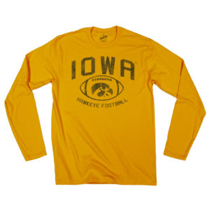 Iowa Hawkeye Football Long Sleeve Tee-Gold