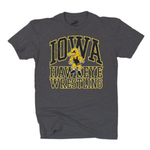 Iowa Hawkeye Wrestling Short Sleeve Tee-Charcoal