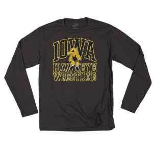 Iowa Hawkeye Wrestling Long Sleeve Tee-Charcoal