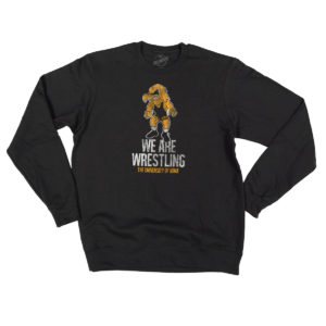 Iowa, We Are Wrestling Crewneck Sweatshirt-Black