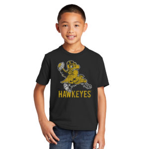 Old School Hawkeye Football Youth Short Sleeve Tee-Black