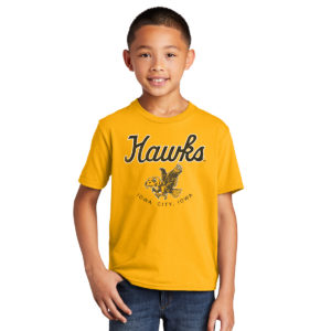 Vintage Iowa Hawks Youth Short Sleeve Tee-Gold