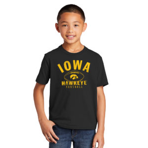 Iowa Hawkeye Football Youth Short Sleeve Tee-Black