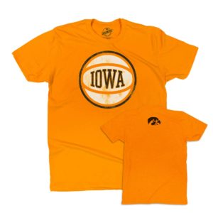 Iowa Basketball Distressed Print Short Sleeve Tee-Gold