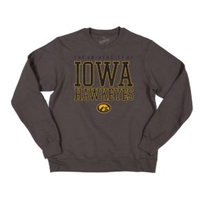 Iowa Hawkeyes Distressed Print Crewneck Sweatshirt-Charcoal