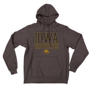 Iowa Hawkeyes Distressed Print Hooded Sweatshirt-Charcoal