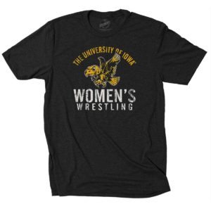 Iowa Women’s Wrestling Old School Flying Hawk Men’s/Unisex Triblend Short Sleeve Tee-Black