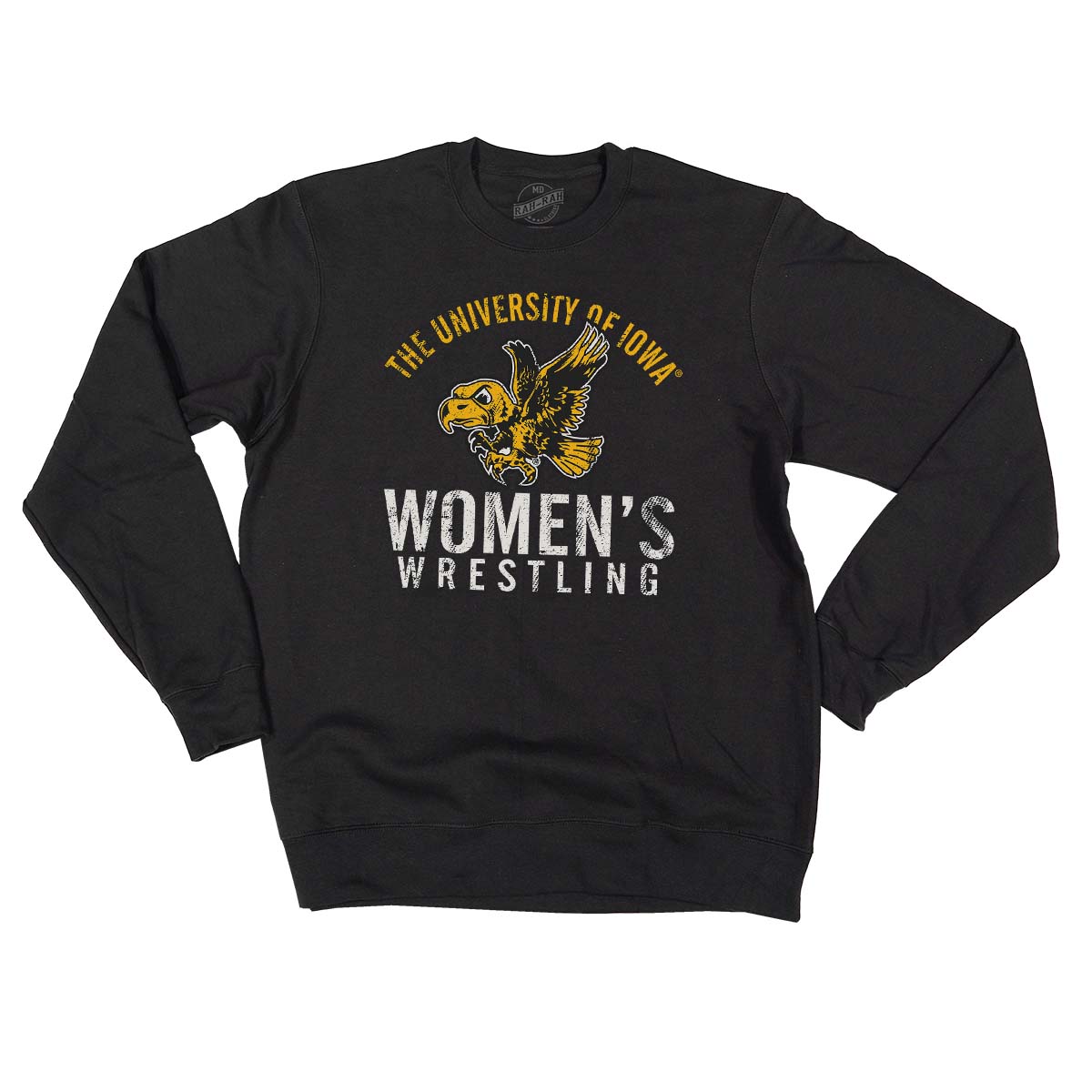 Iowa Women’s Wrestling Old School Flying Hawk Men’s/Unisex Crewneck Sweatshirt-Black