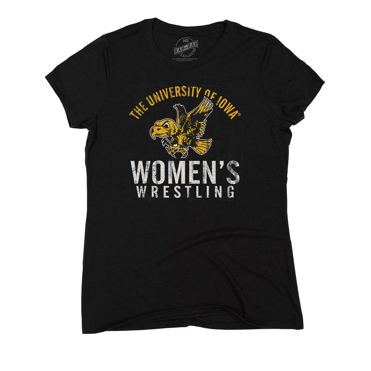 Iowa Women’s Wrestling Old School Flying Hawk Women’s Triblend Short Sleeve Tee-Black