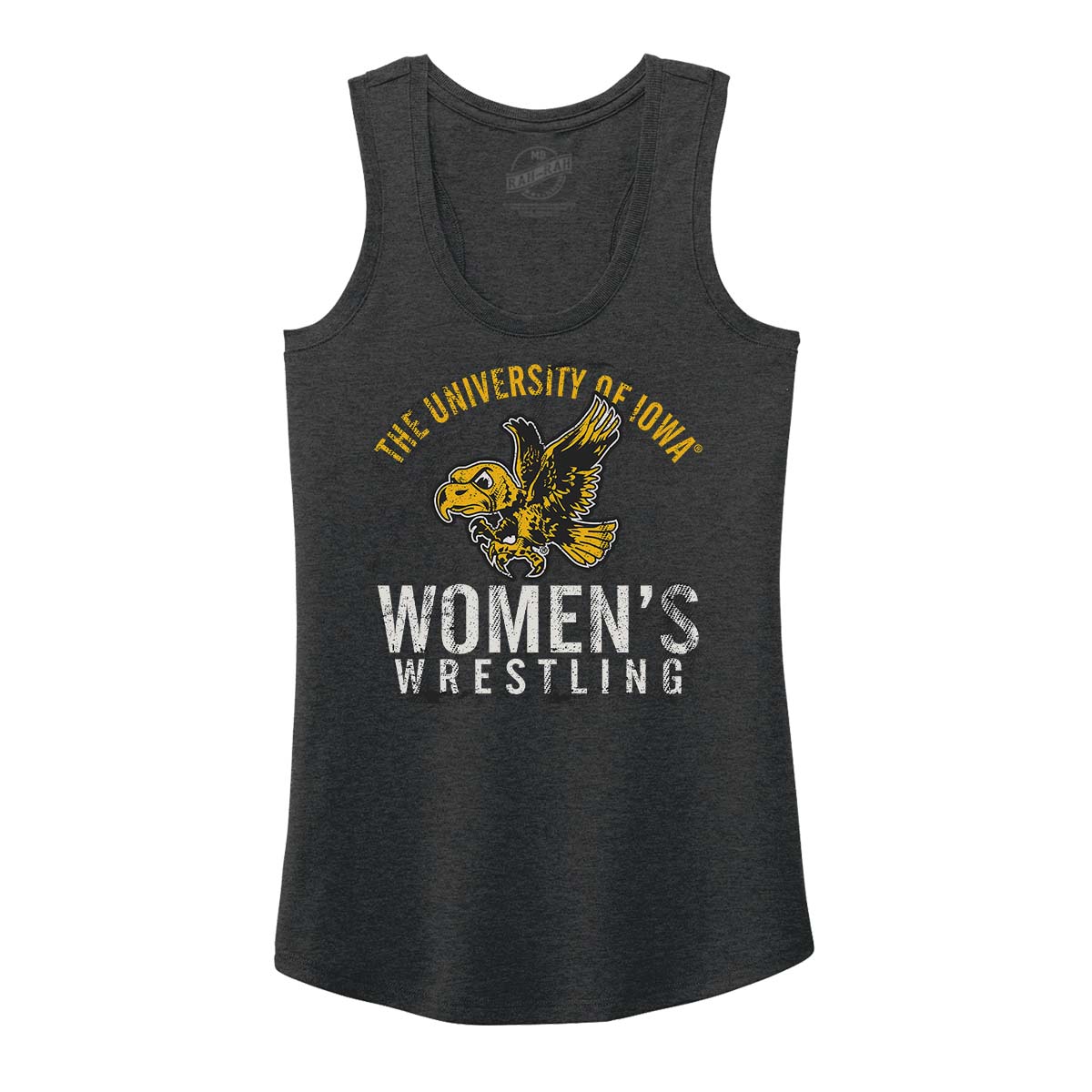 Iowa Women’s Wrestling Old School Flying Hawk Women’s Triblend Racerback Tank-Black