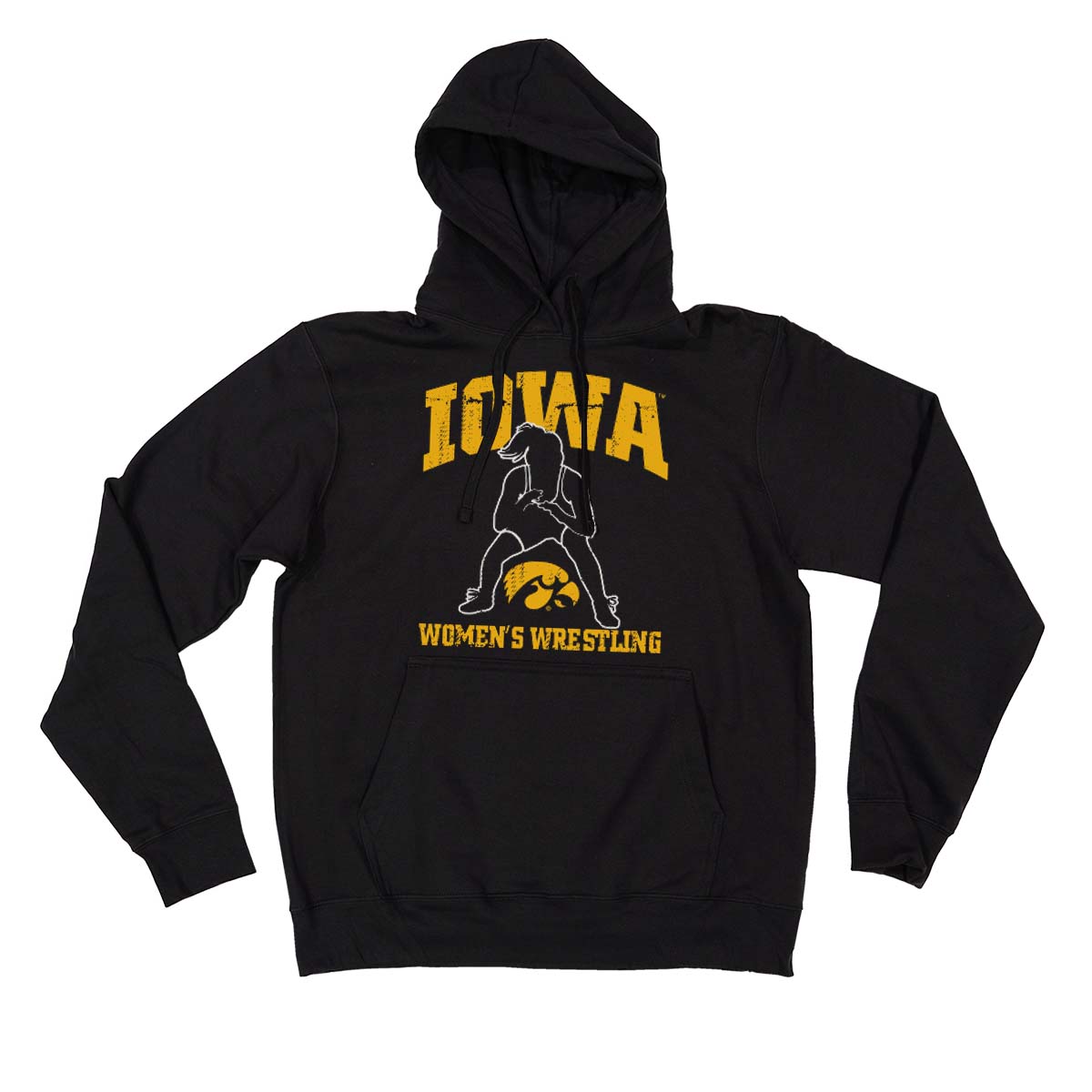 Iowa Women’s Wrestling with Silhouette Men’s/Unisex Hooded Sweatshirt-Black