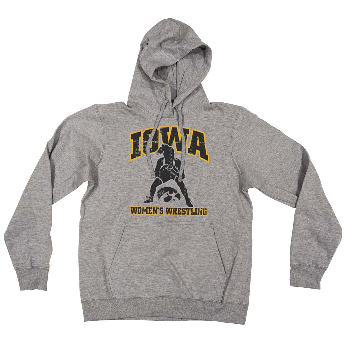 Iowa Women’s Wrestling with Silhouette Men’s/Unisex Hooded Sweatshirt-Grey